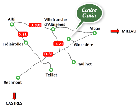 plan d'accès au centre canin du clos Ginestière